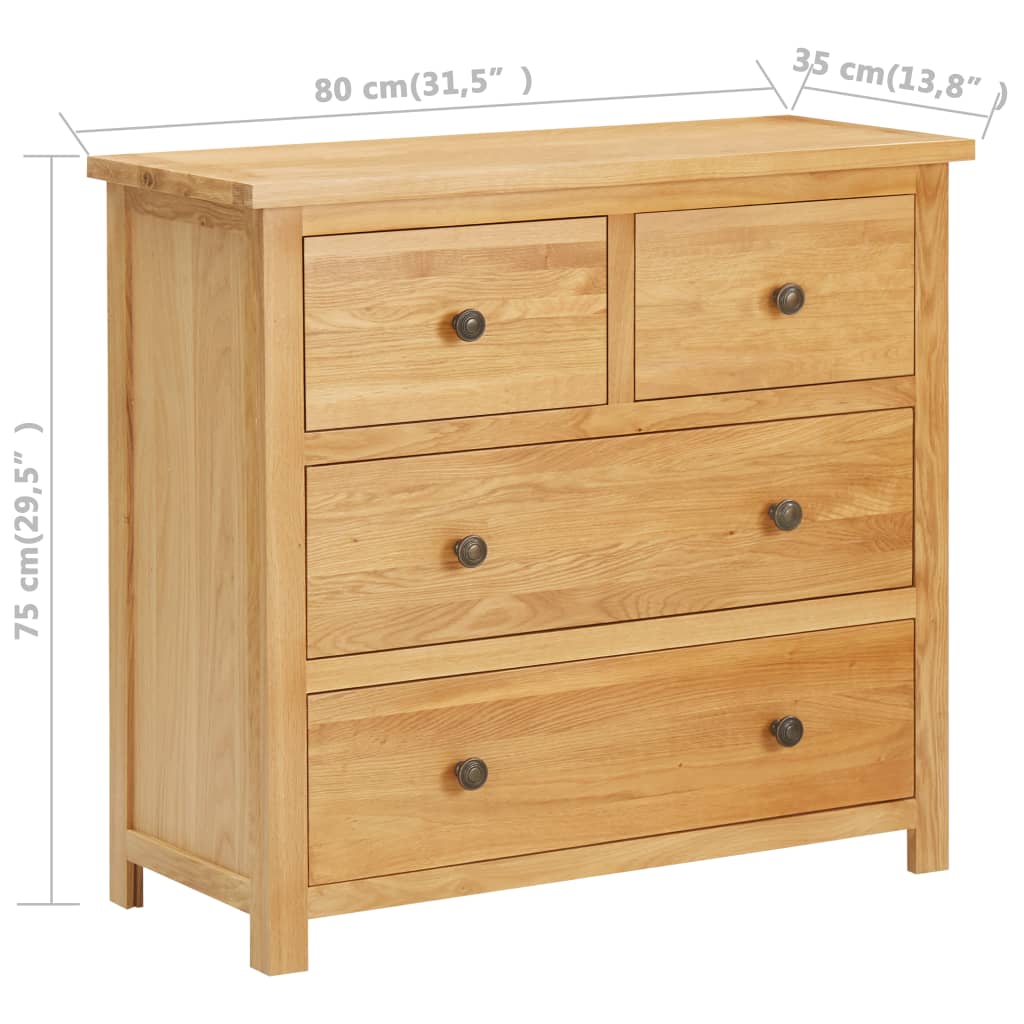 vidaXL Chest of Drawers 80x35x75 cm Solid Oak Wood