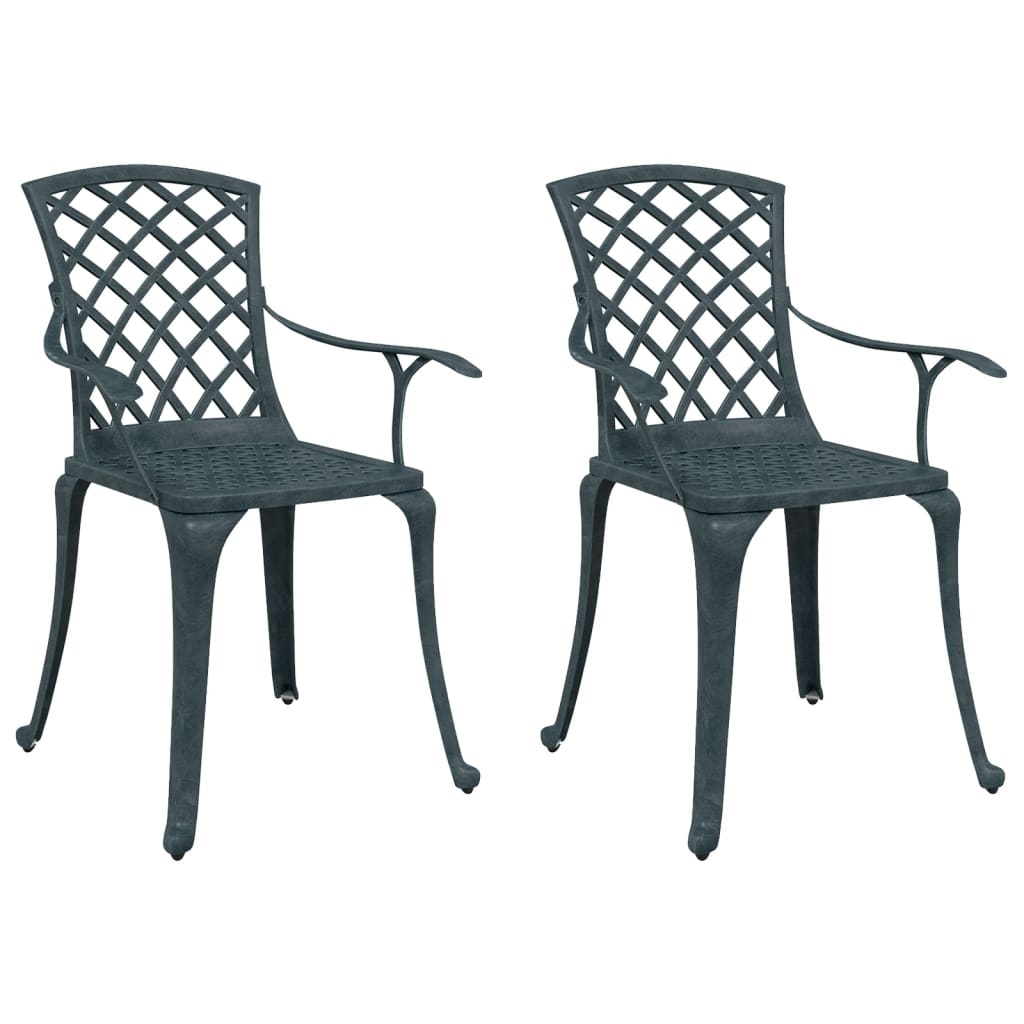 vidaXL Garden Chairs 2 pcs Green Cast Aluminium