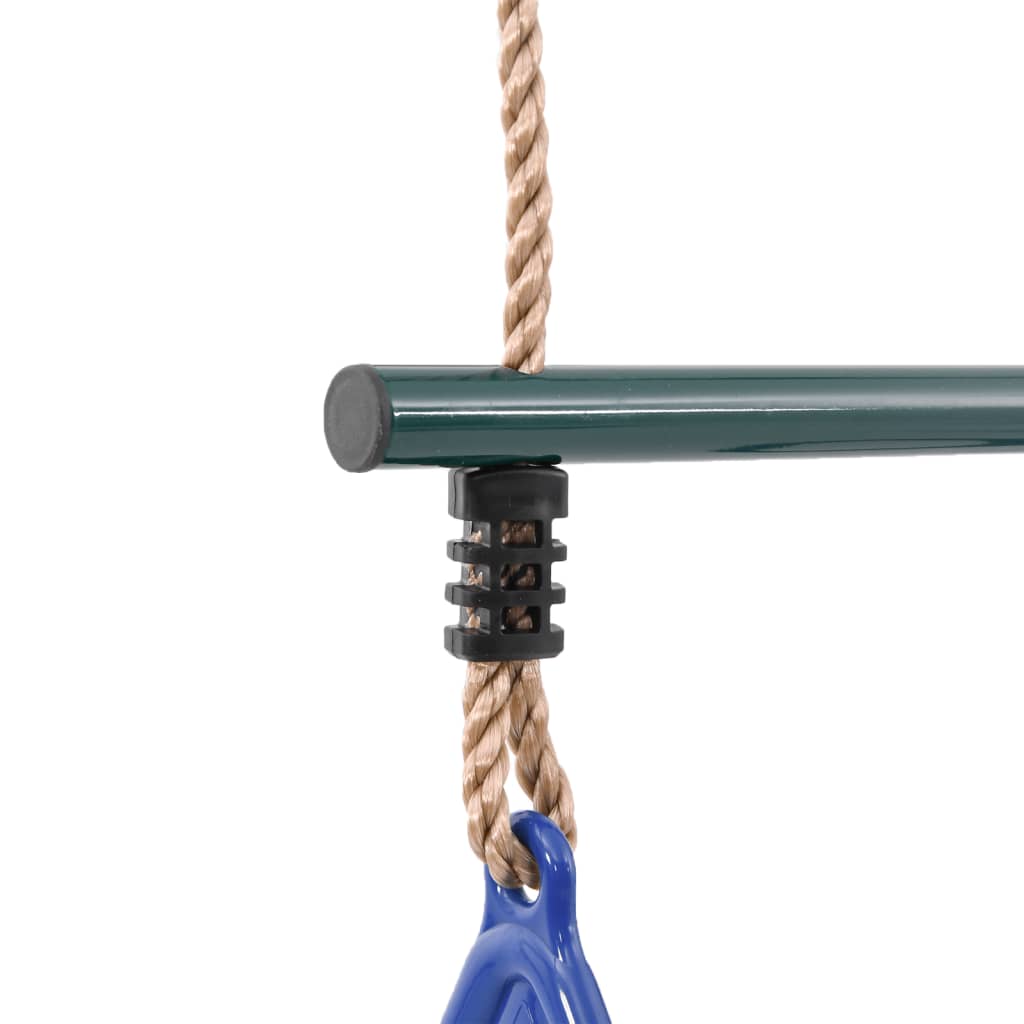 vidaXL Trapeze Bar with Gym Rings for Kids Blue and Dark Green Steel