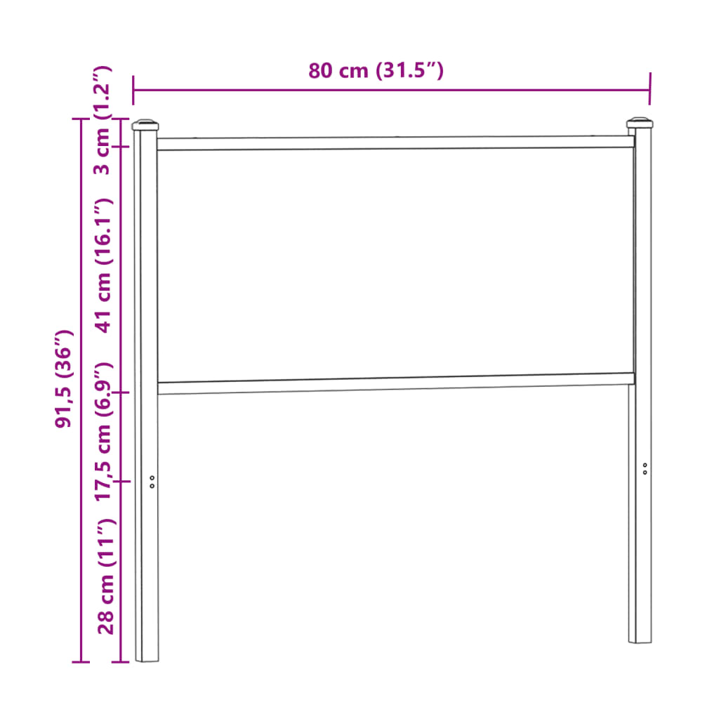 vidaXL Headboard Sonoma 75 cm Engineered Wood and Steel