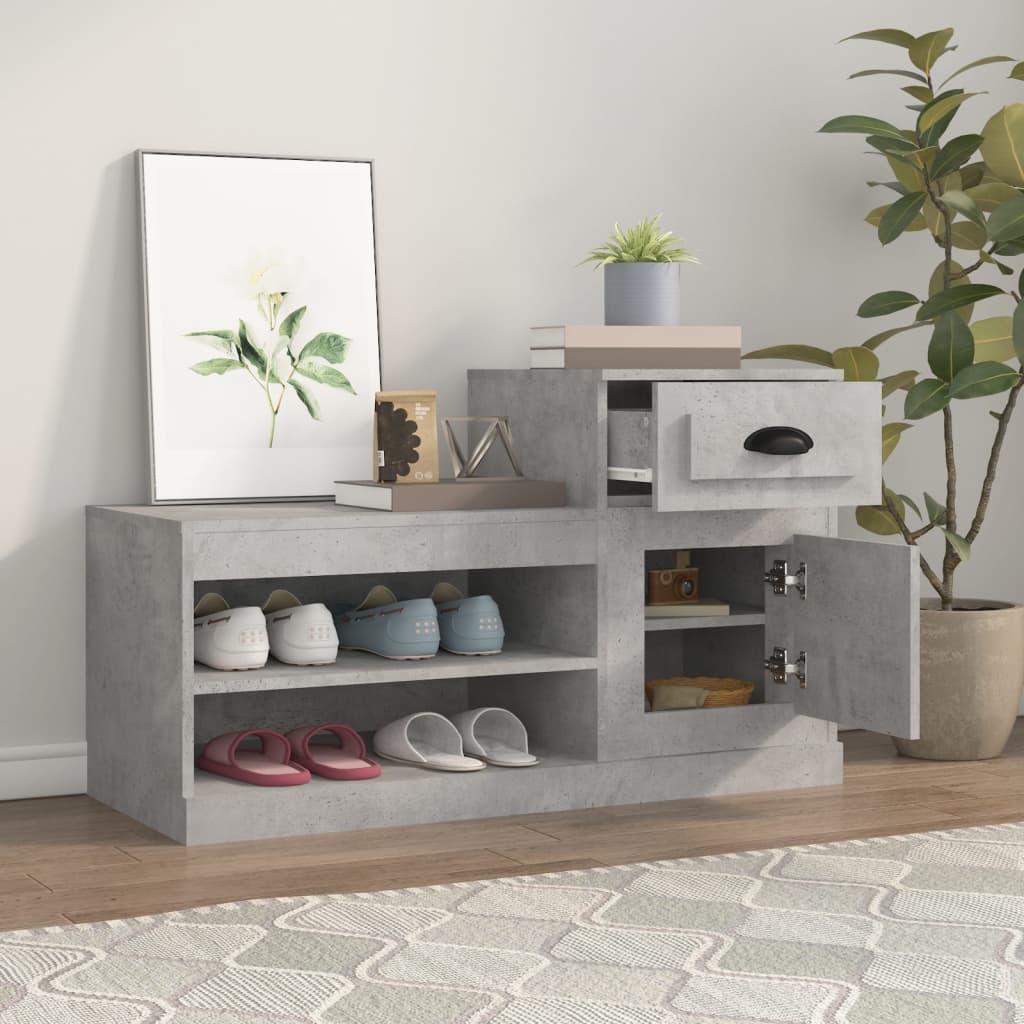 vidaXL Shoe Cabinet Concrete Grey 100x42x60 cm Engineered Wood