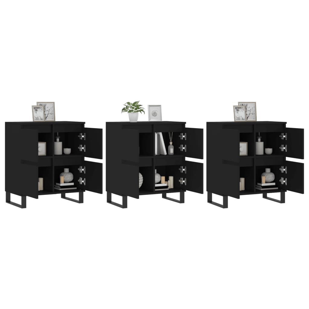 vidaXL Sideboards 3 pcs Black Engineered Wood