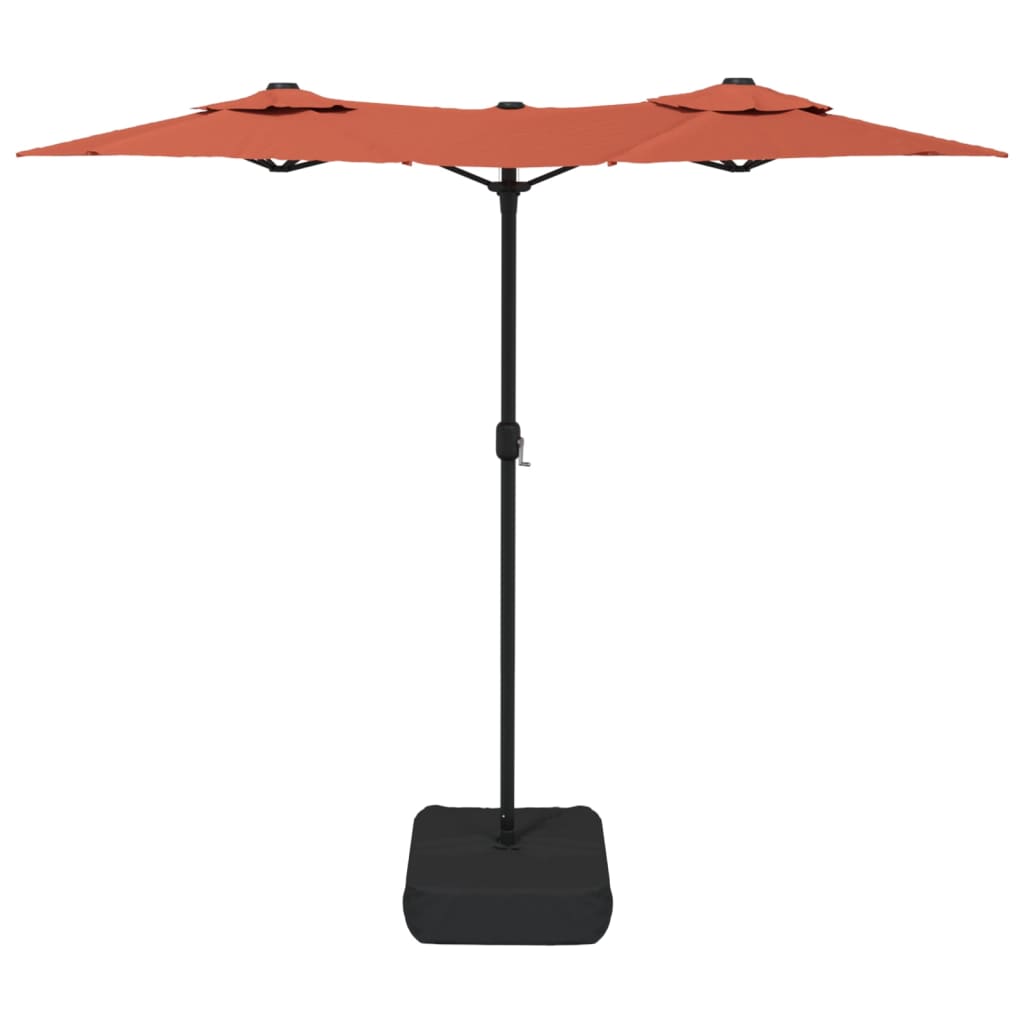 vidaXL Double-Head Garden Parasol with LEDs Terracotta 316x240 cm