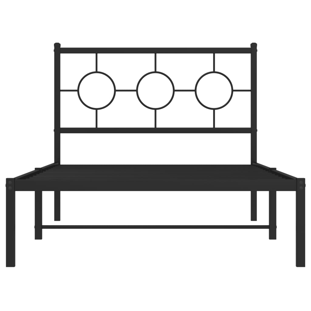 vidaXL Metal Bed Frame without Mattress with Headboard Black 100x190 cm