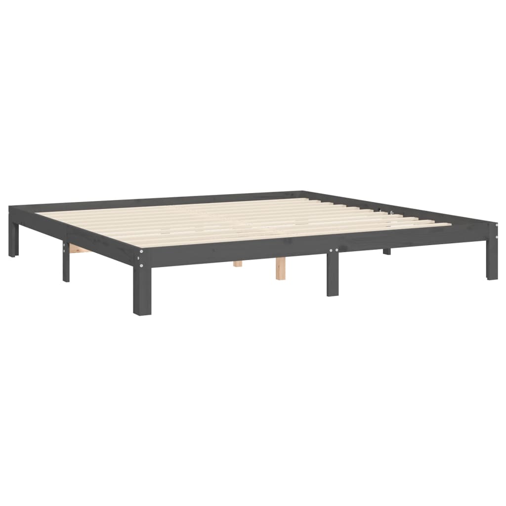 vidaXL Bed Frame without Mattress Grey 200x200 cm Solid Wood Pine