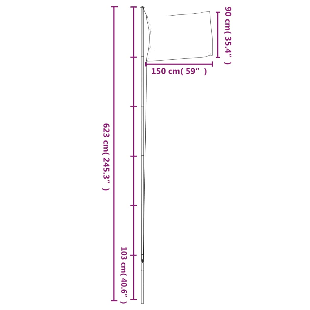 vidaXL Austria Flag and Pole 6.23 m Aluminium