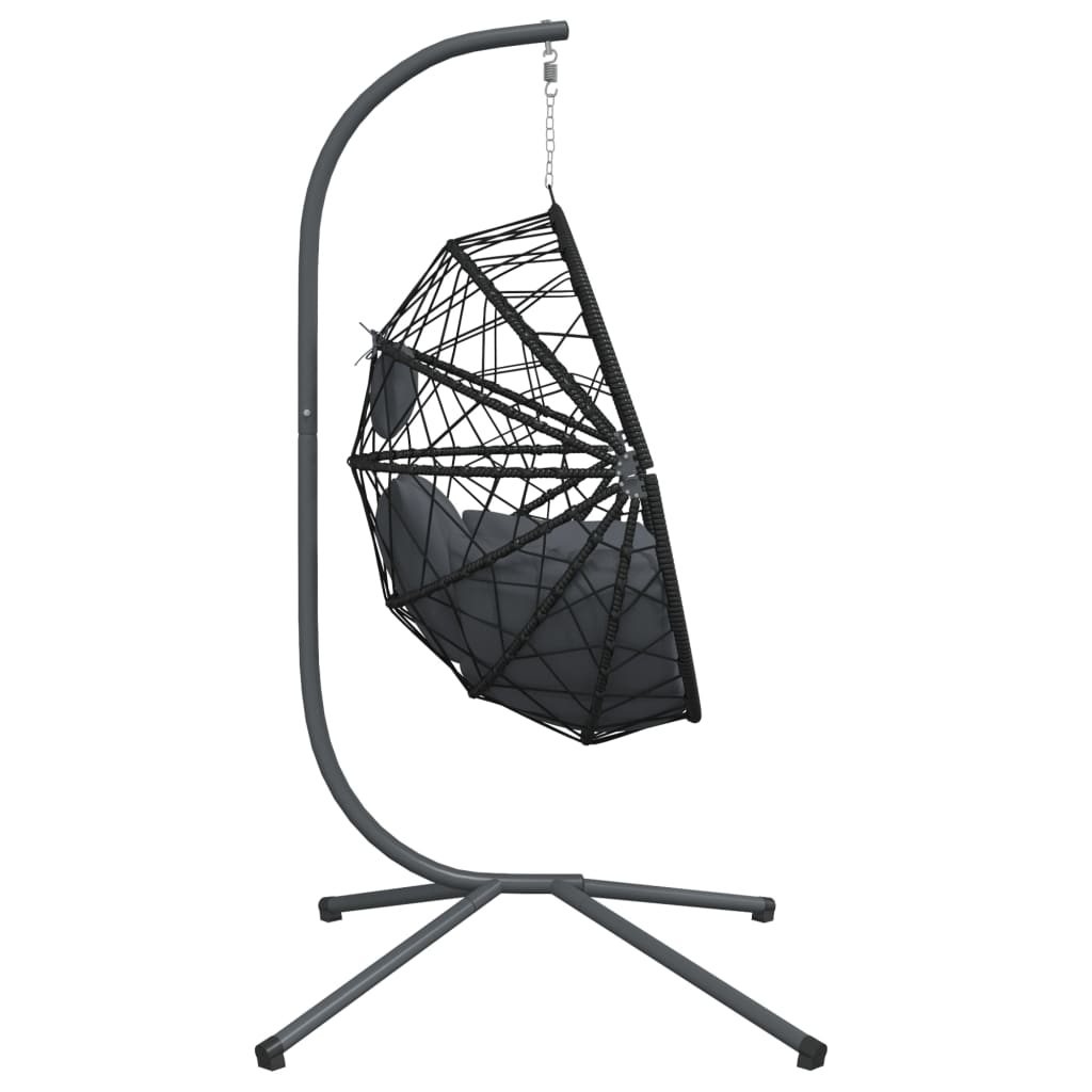 vidaXL Hanging Egg Chair with Stand Anthracite Rattan and Steel