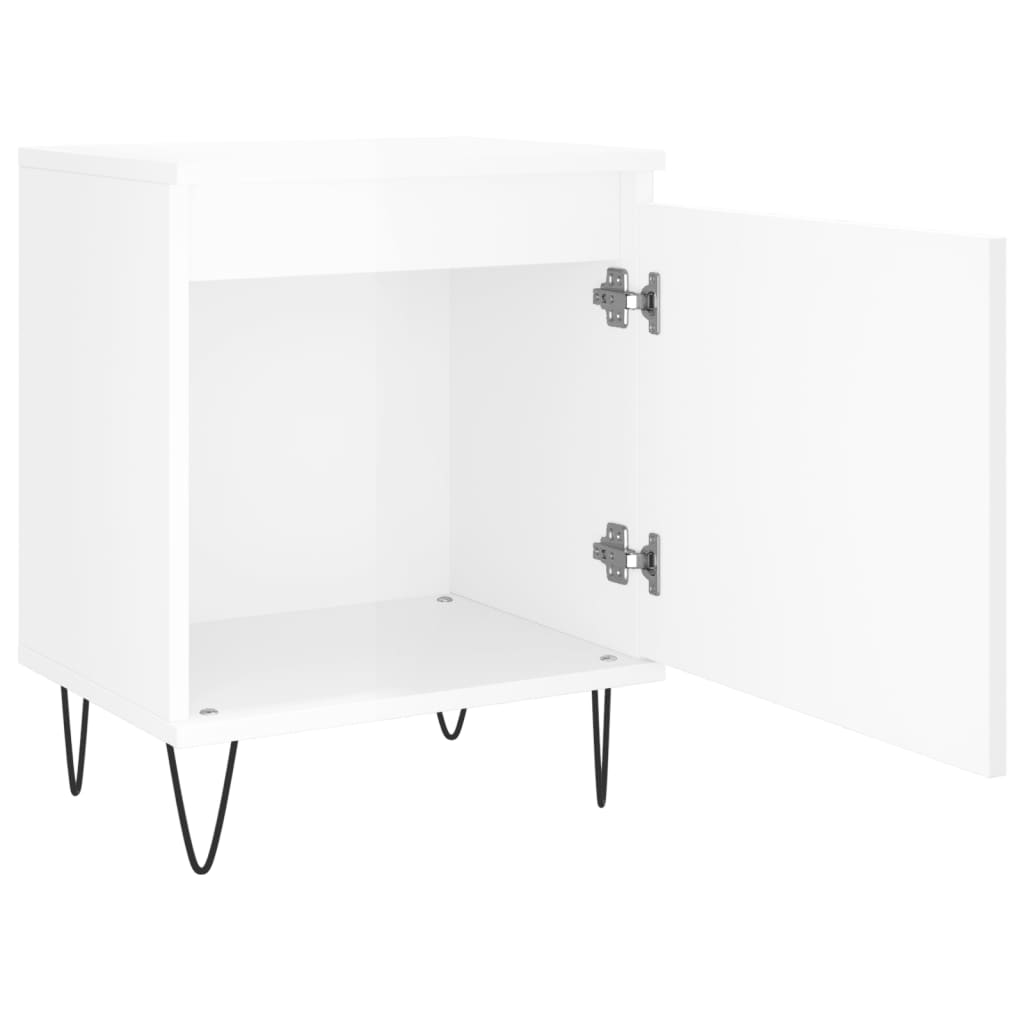 vidaXL Bedside Cabinets 2 pcs High Gloss White 40x30x50 cm Engineered Wood