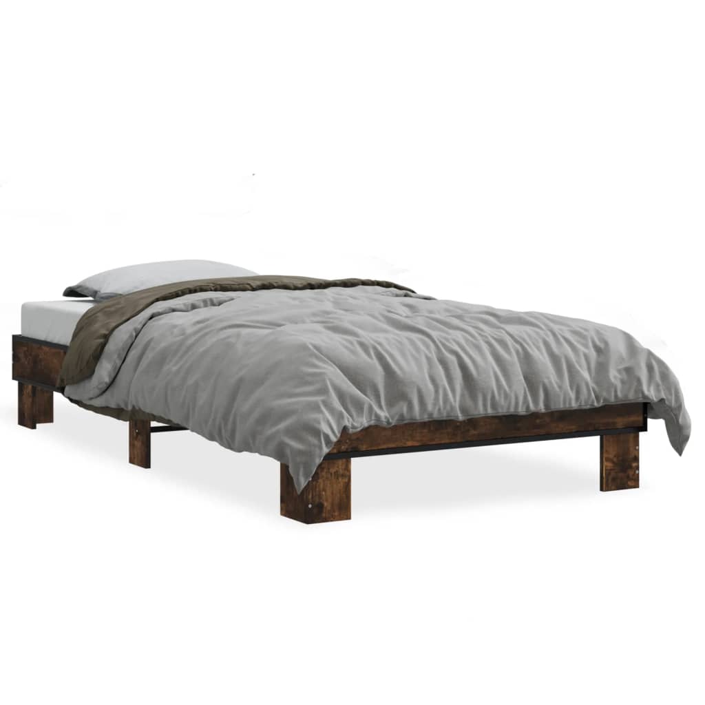 vidaXL Bed Frame without Mattress Smoked Oak 90x190 cm Single