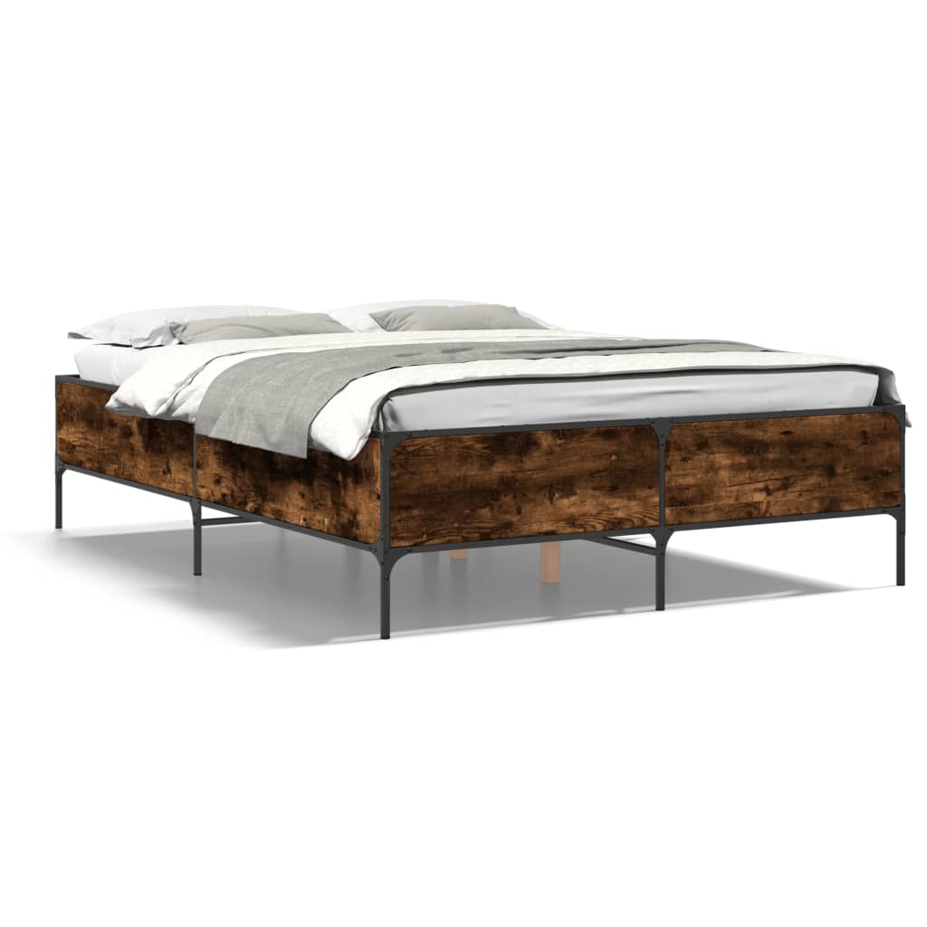 vidaXL Bed Frame without Mattress Smoked Oak 160x200 cm