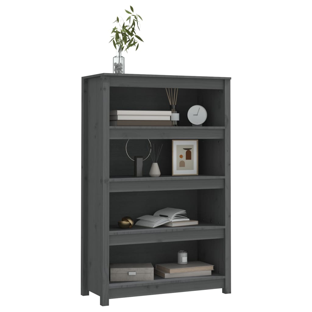 vidaXL Book Cabinet Grey 80x35x126 cm Solid Wood Pine