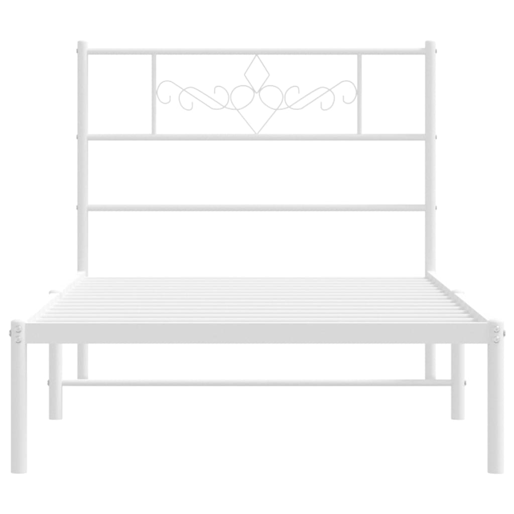 vidaXL Metal Bed Frame without Mattress with Headboard White 100x200 cm