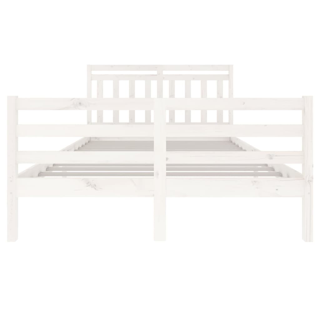 vidaXL Bed Frame without Mattress White Solid Wood 140x200 cm (810431+814095)