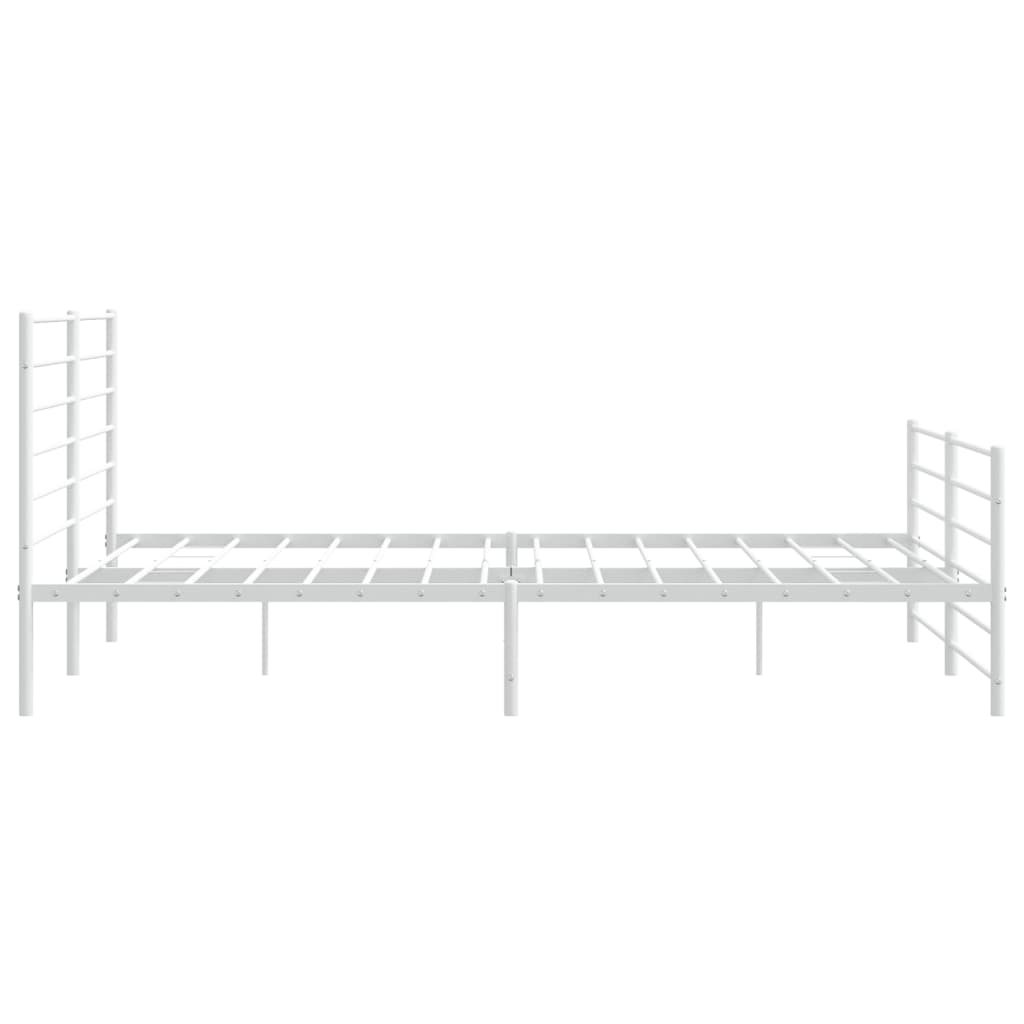 vidaXL Metal Bed Frame without Mattress with Footboard White 193x203 cm