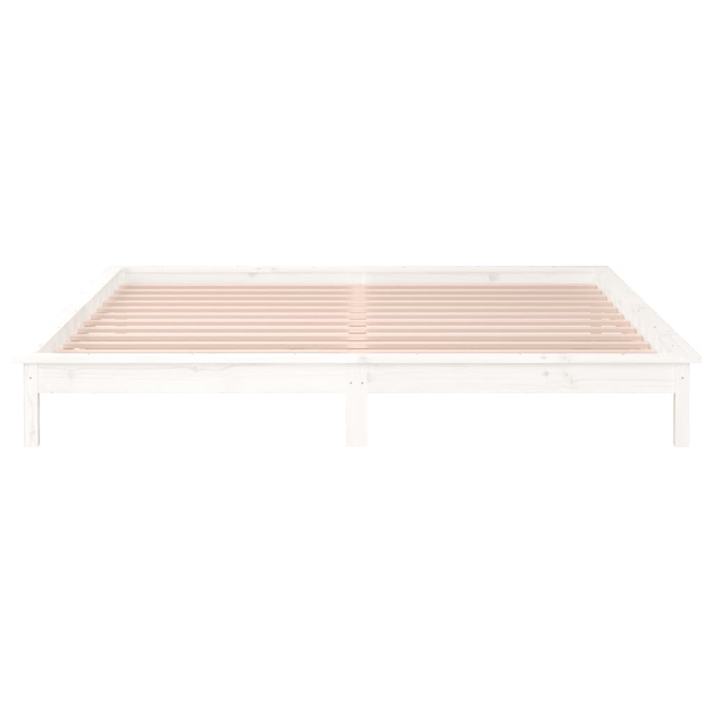 vidaXL LED Bed Frame without Mattress White 140x190 cm Solid Wood