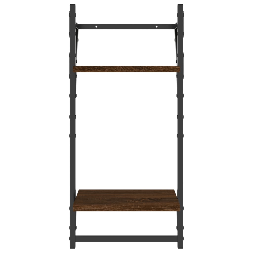 vidaXL 2-Tier Wall Shelves with Bars 2 pcs Brown Oak 30x25x65 cm