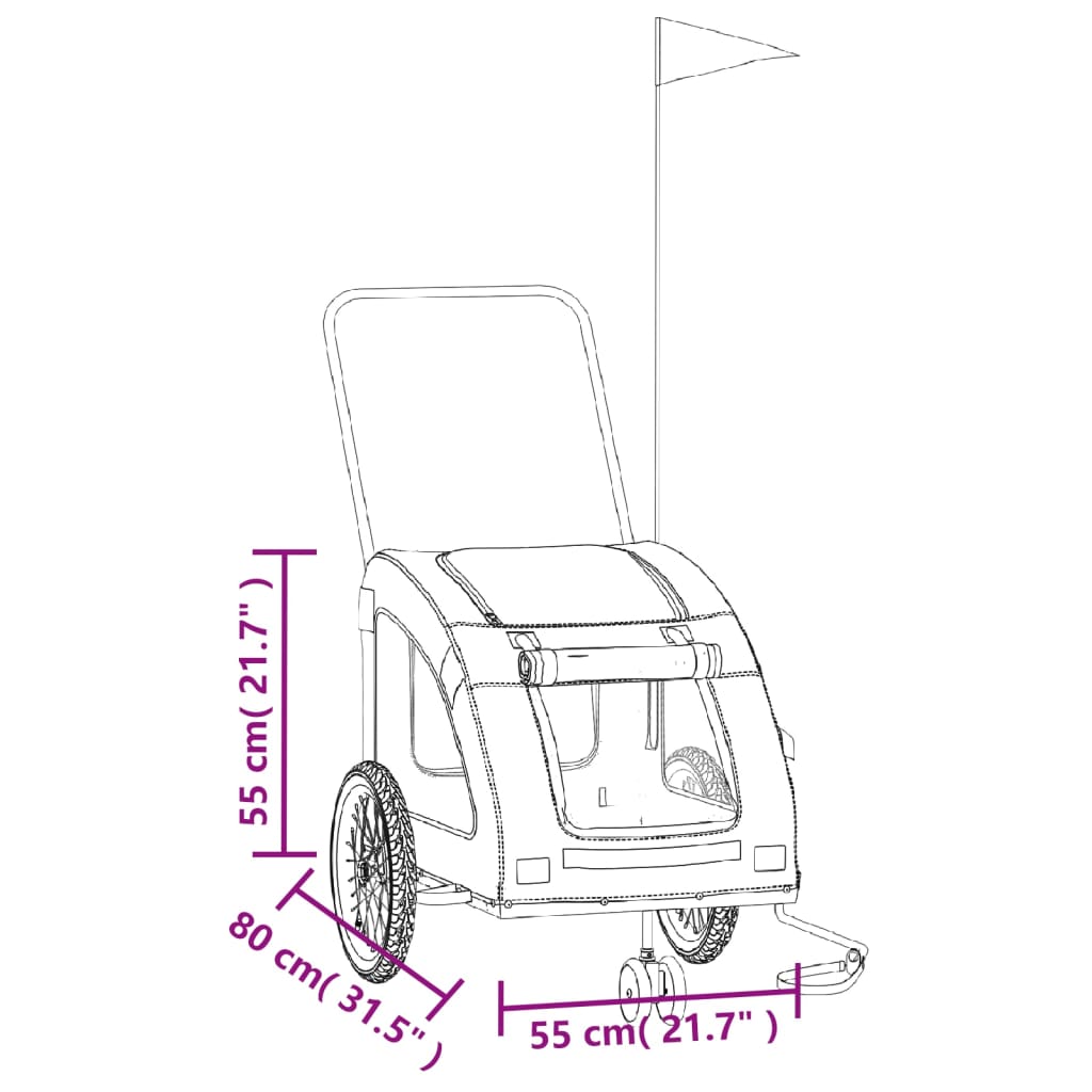vidaXL Pet Bike Trailer Black Oxford Fabric and Iron