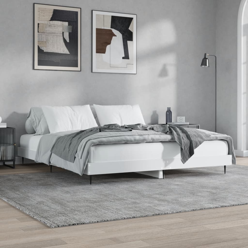 vidaXL Bed Frame without Mattress White 160x200 cm Engineered Wood