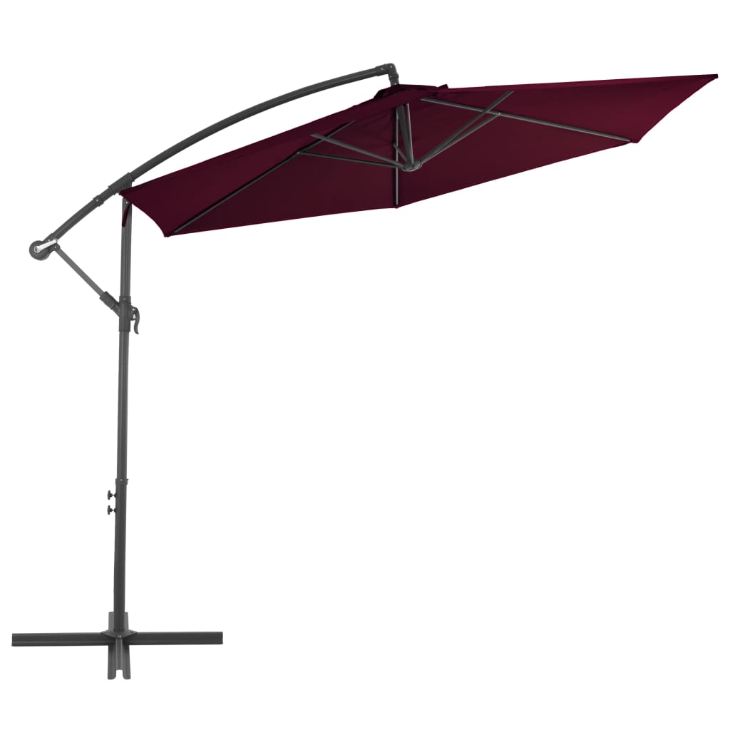 vidaXL Cantilever Garden Parasol with Aluminium Pole Bordeaux Red 300 cm