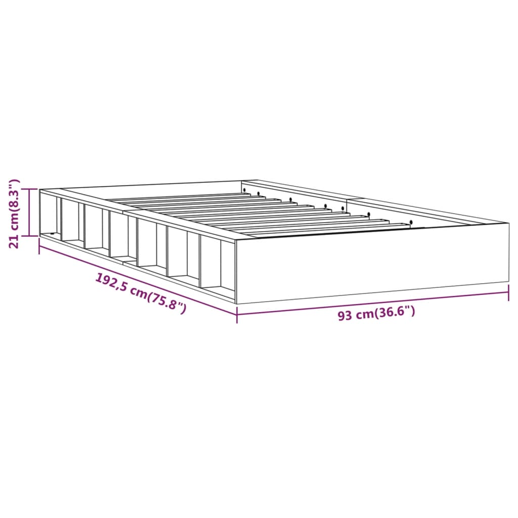 vidaXL Bed Frame without Mattress 75x190 cm Small Single Solid Wood