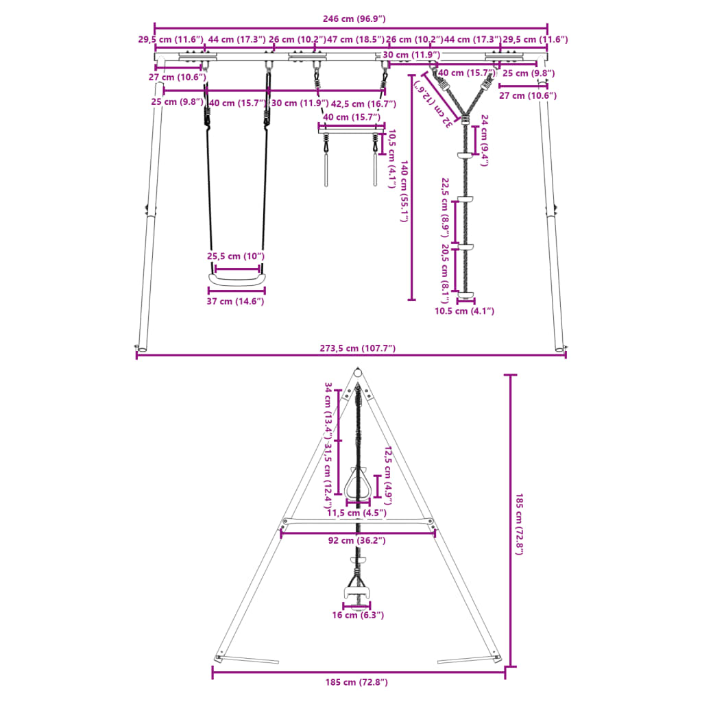 vidaXL Outdoor Swing Set with Swing. Trapeze. Disc Swing