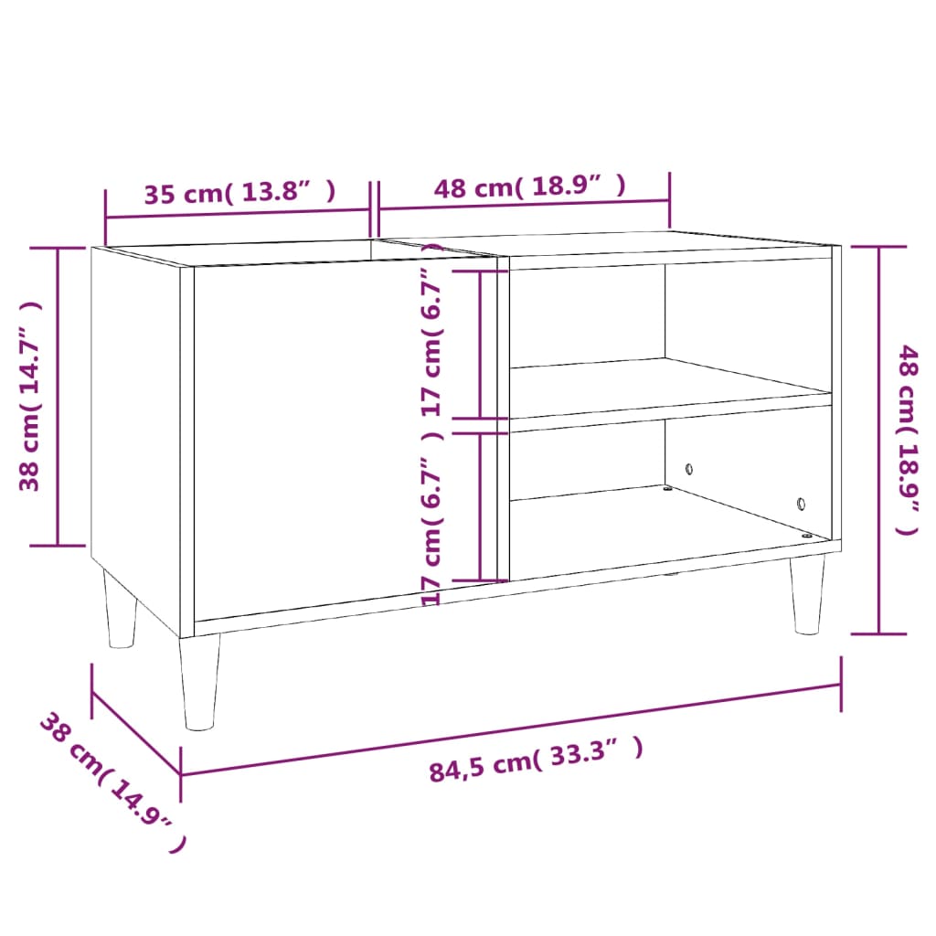 vidaXL Record Cabinet White 84.5x38x48 cm Engineered Wood