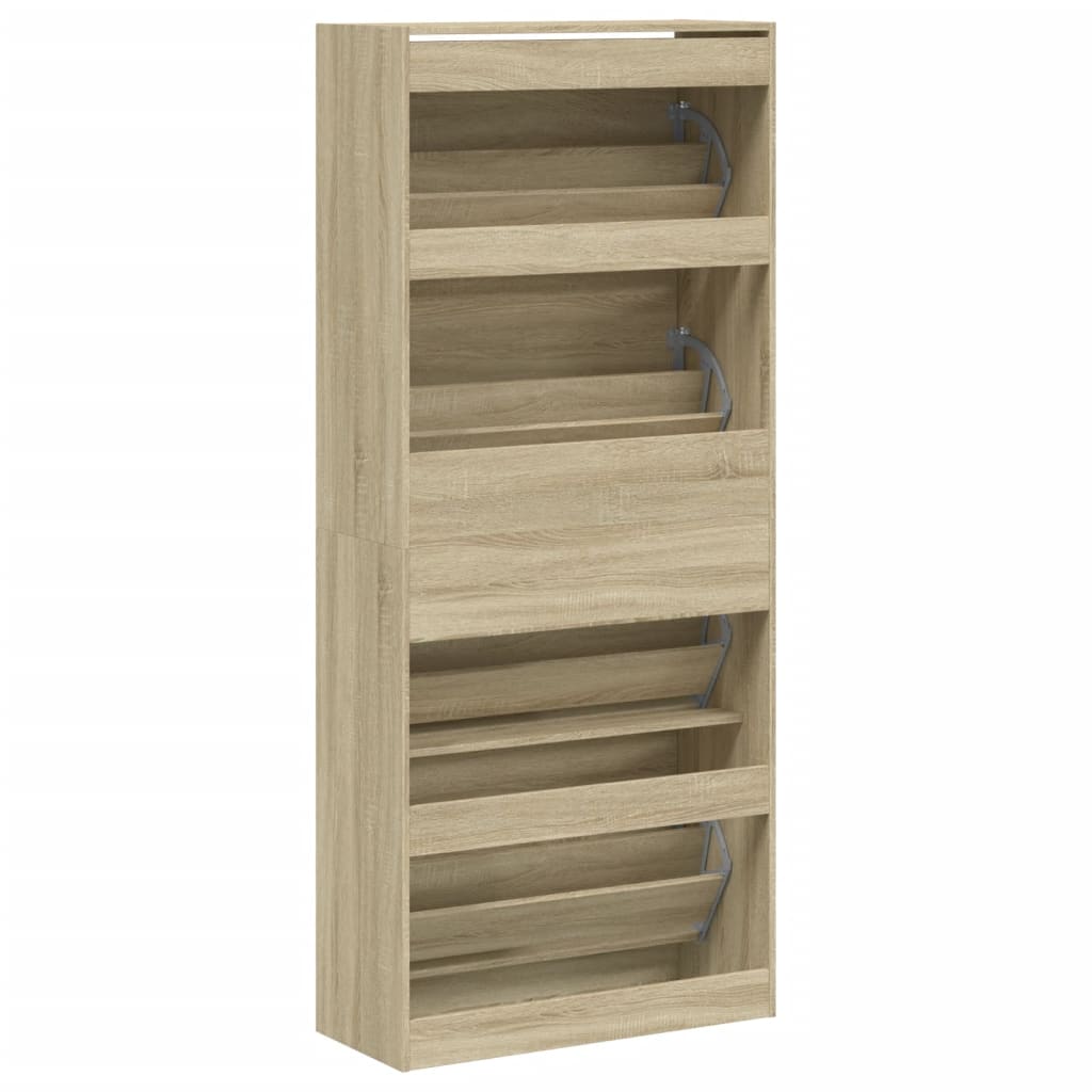 vidaXL Shoe Cabinet with 4 Flip-Drawers Sonoma Oak 80x34x187.5 cm