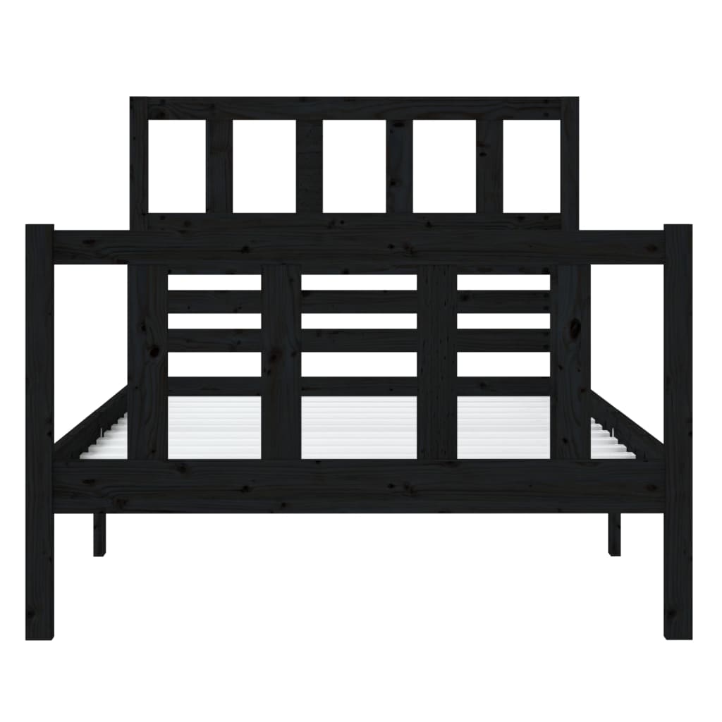 vidaXL Bed Frame without Mattress Black Solid Wood 90x200 cm (810071+814128)