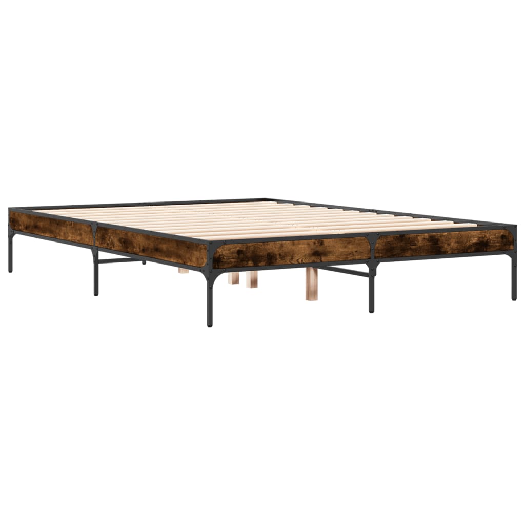 vidaXL Bed Frame without Mattress Smoked Oak 120x200 cm