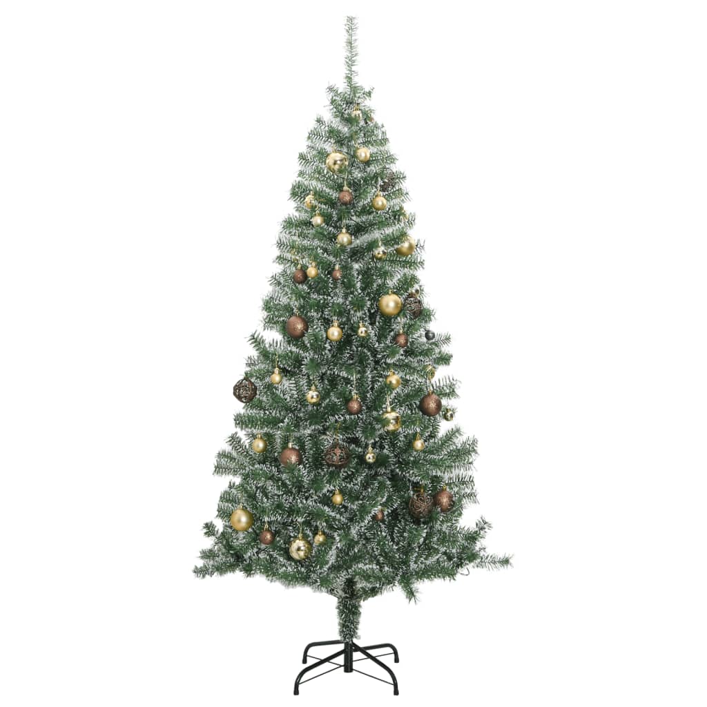 vidaXL Artificial Christmas Tree 300 LEDs&Ball Set&Flocked Snow 180 cm