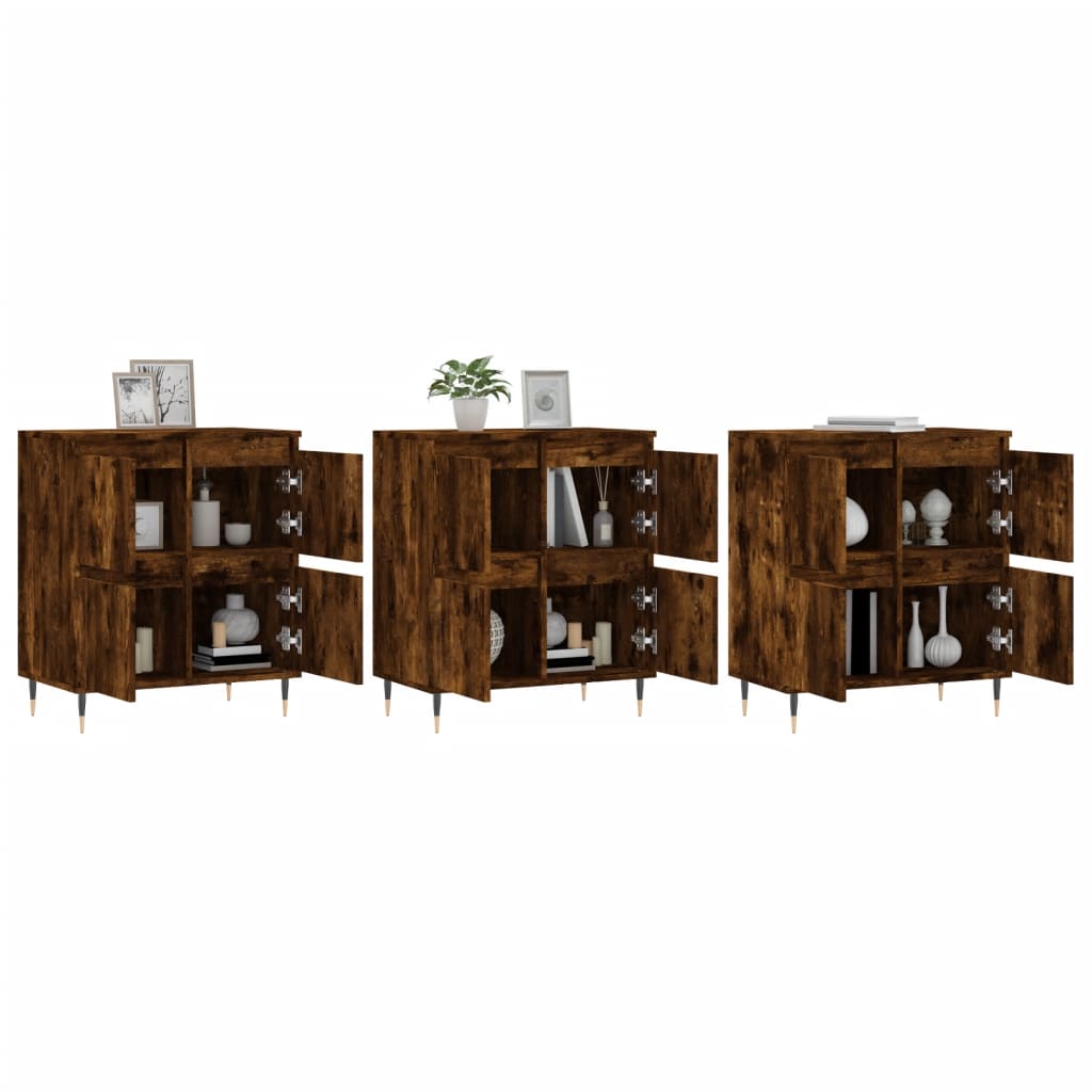 vidaXL Sideboards 3 pcs Smoked Oak Engineered Wood