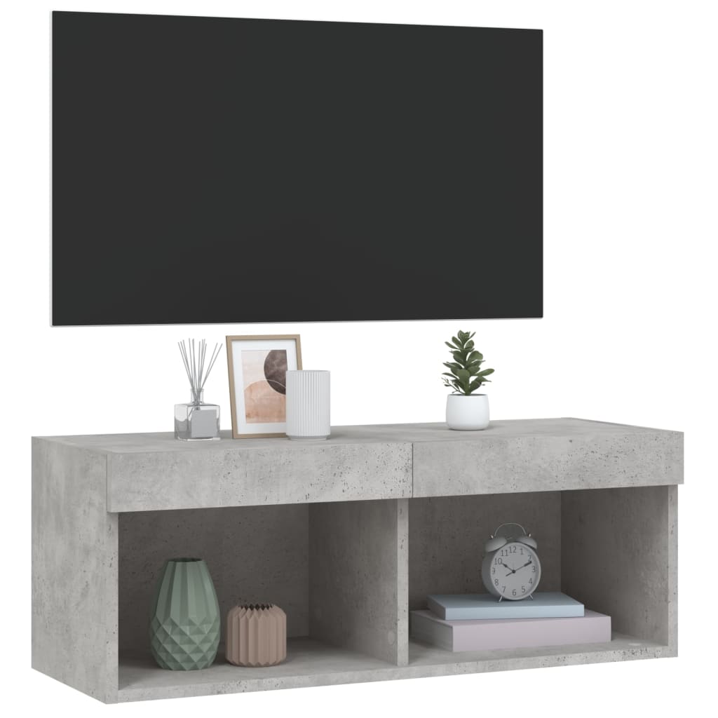 vidaXL TV Cabinet with LED Lights Concrete Grey 80x30x30 cm