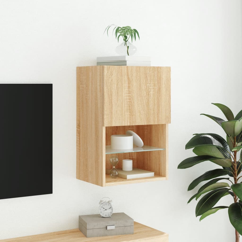 vidaXL TV Cabinet with LED Lights Sonoma Oak 40.5x30x60 cm
