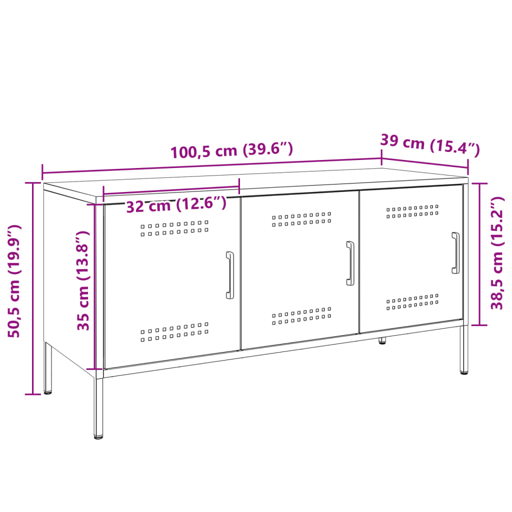 vidaXL TV Cabinet Olive Green 100.5x39x50.5 cm Steel