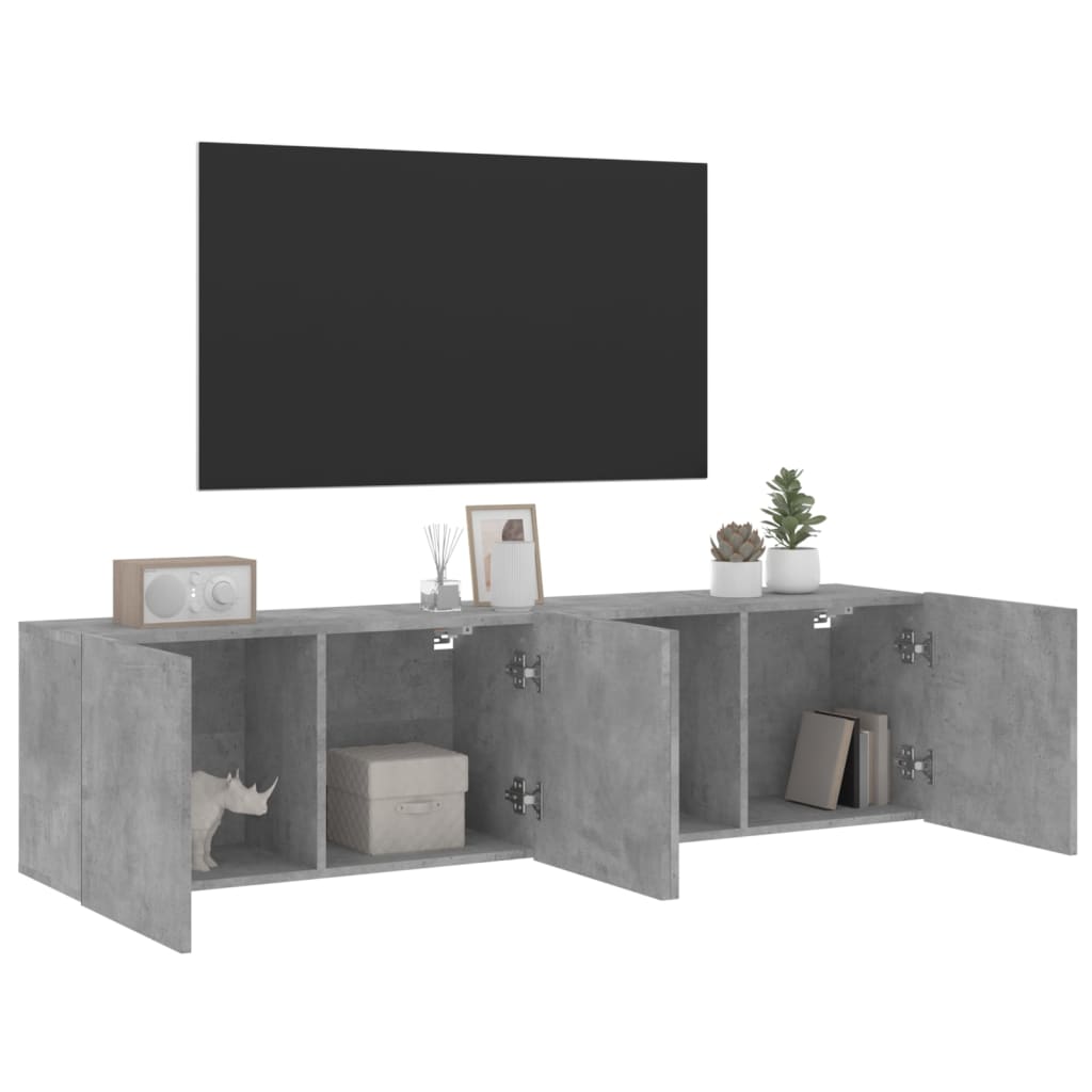 vidaXL TV Cabinets Wall-mounted 2 pcs Concrete Grey 80x30x41 cm