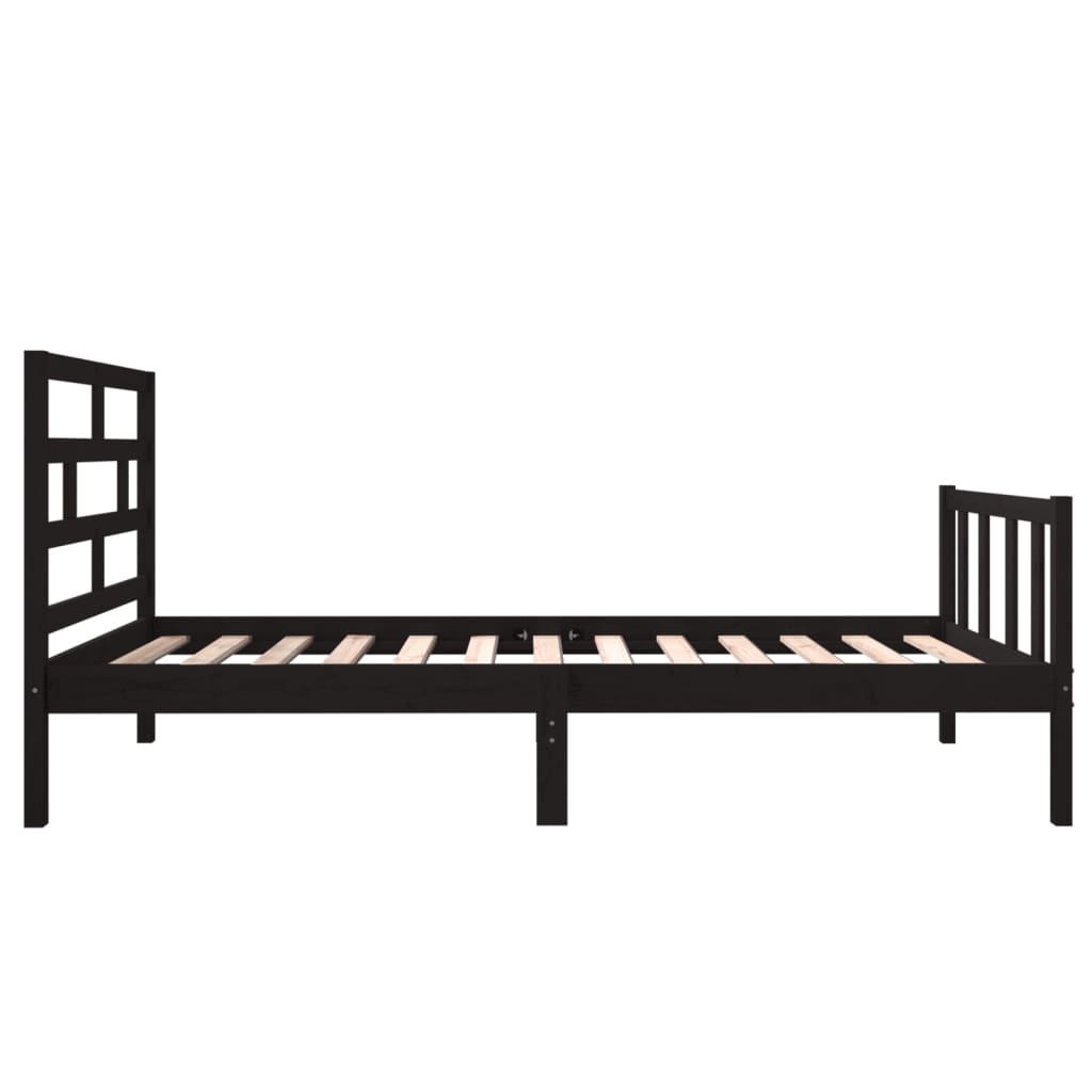 vidaXL Bed Frame without Mattress Black Solid Wood Pine Small Single