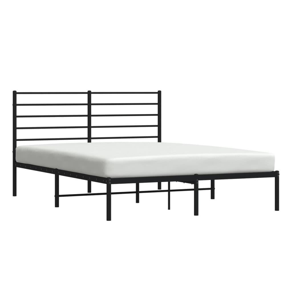 vidaXL Metal Bed Frame without Mattress with Headboard Black 160x200 cm