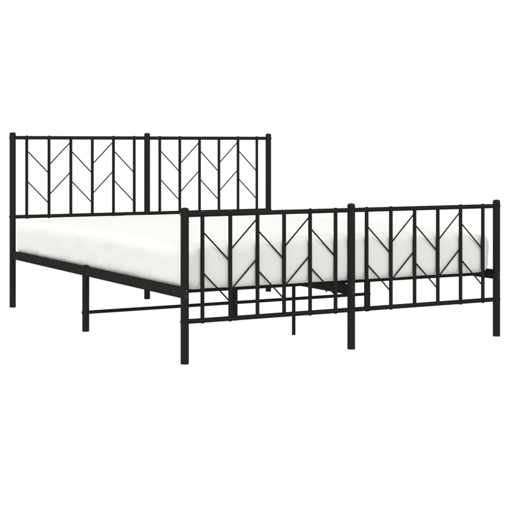 vidaXL Metal Bed Frame without Mattress with Footboard Black 150x200 cm King Size