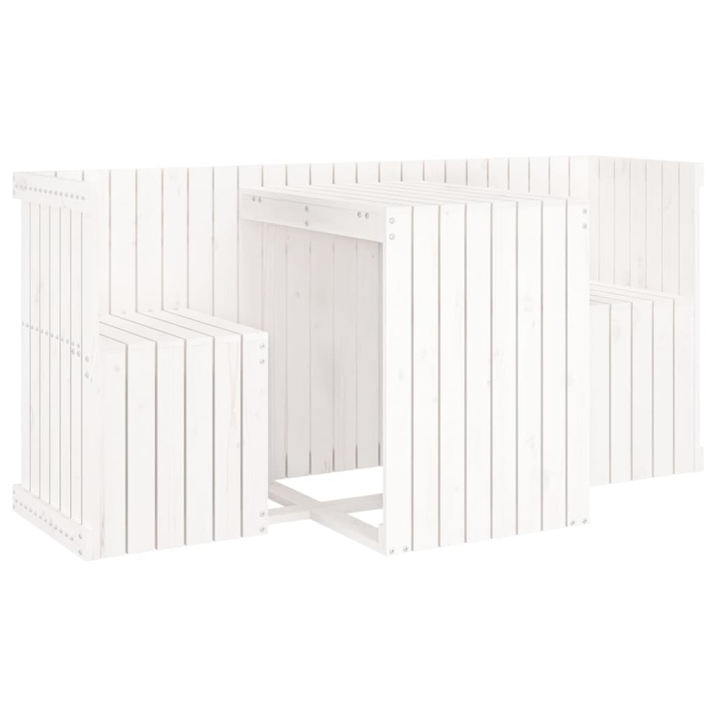 vidaXL Balcony Set 2-Seater White Solid Wood Pine