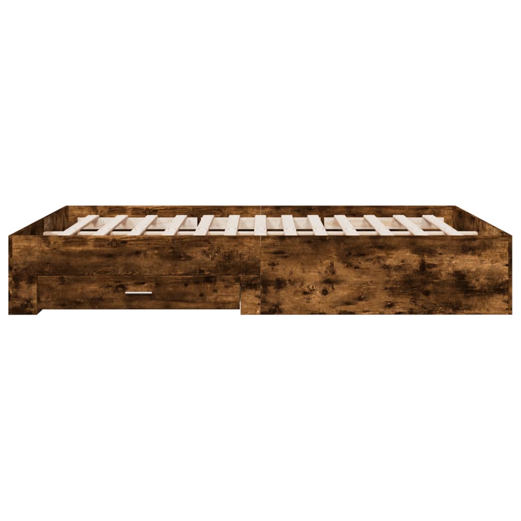 vidaXL Bed Frame with Drawers without Mattress Smoked Oak 150x200 cm King Size