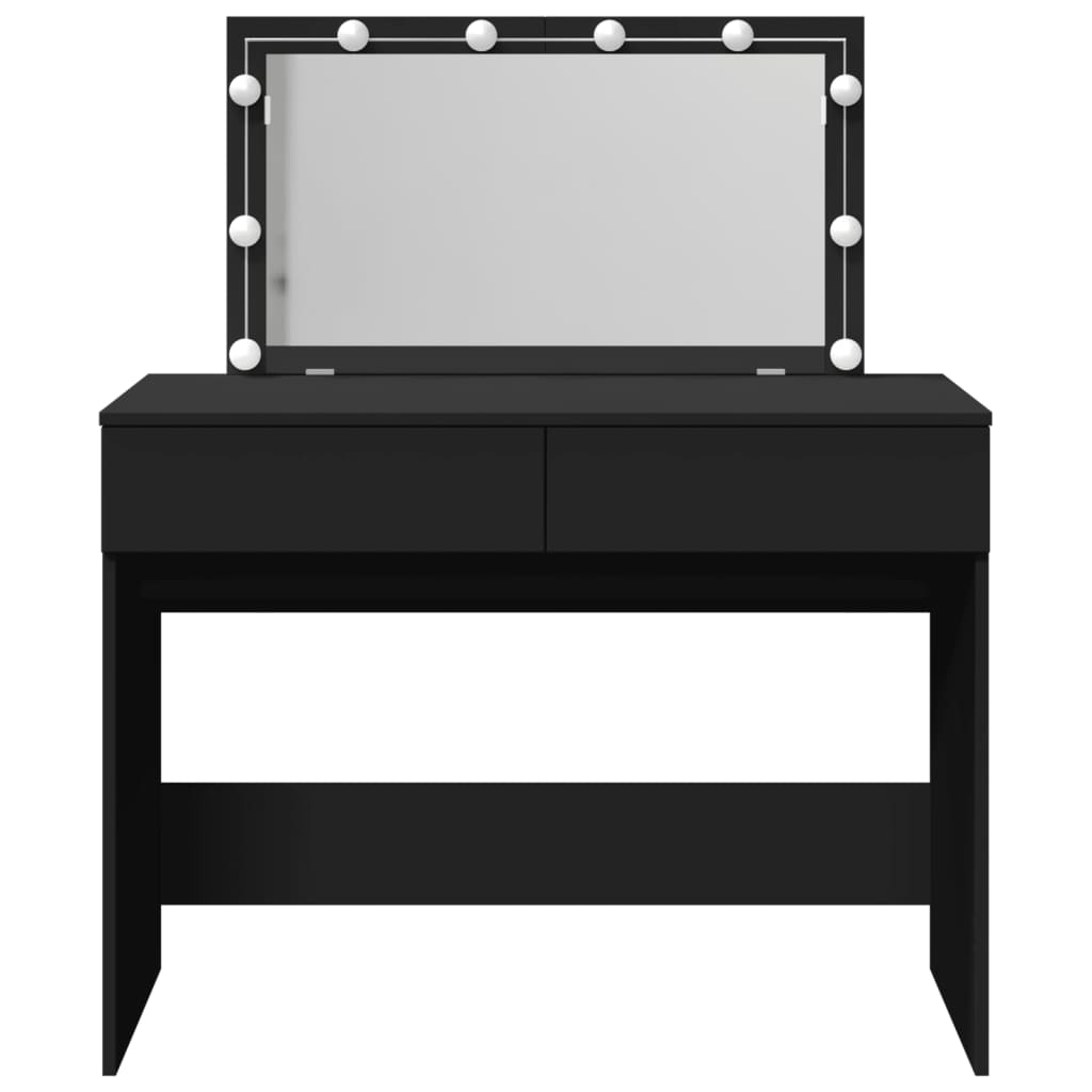 vidaXL Dressing Table with LED Black 100x40x120 cm