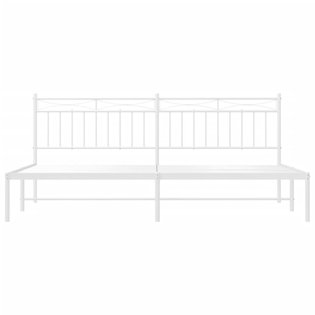 vidaXL Metal Bed Frame without Mattress with Headboard White 193x203 cm