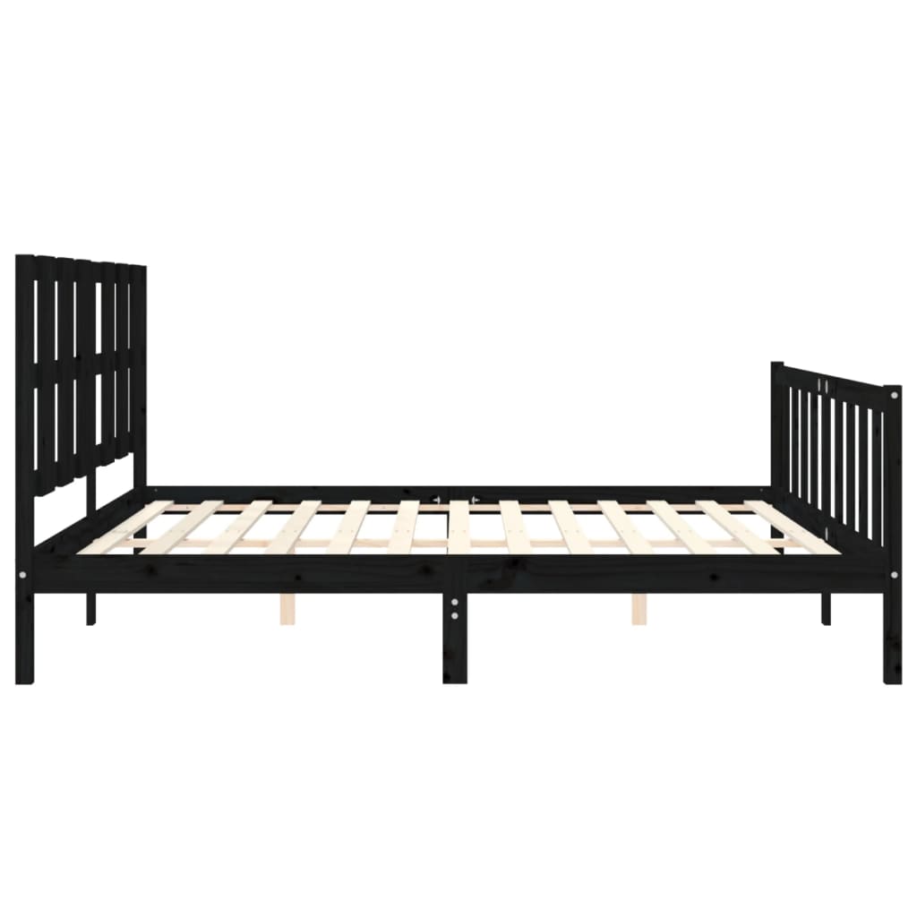 vidaXL Bed Frame without Mattress Black Solid Wood Pine