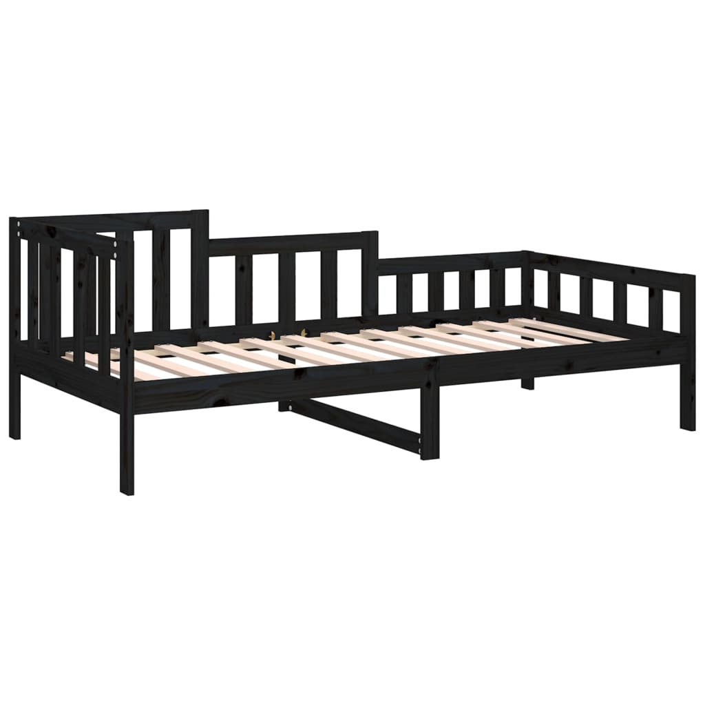 vidaXL Day Bed without Mattress Black 90x200 cm Solid Wood Pine