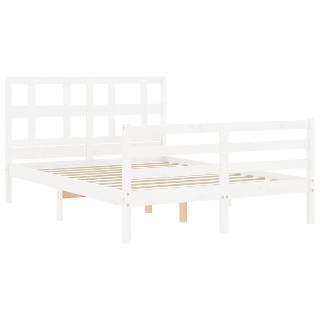 vidaXL Bed Frame without Mattress White 140x190 cm Solid Wood