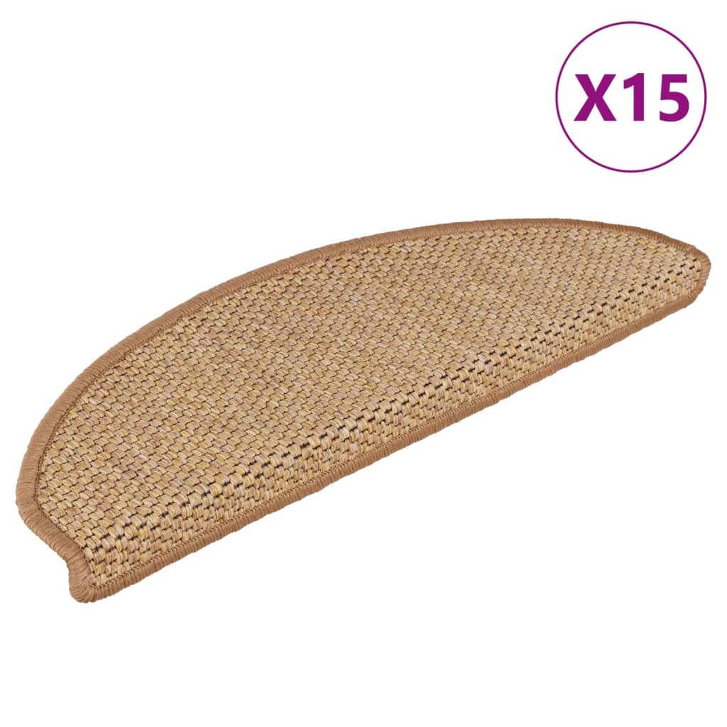 vidaXL Stair Mats Self-adhesive Sisal-Look 15 pcs 65x21x4 cm Sisal