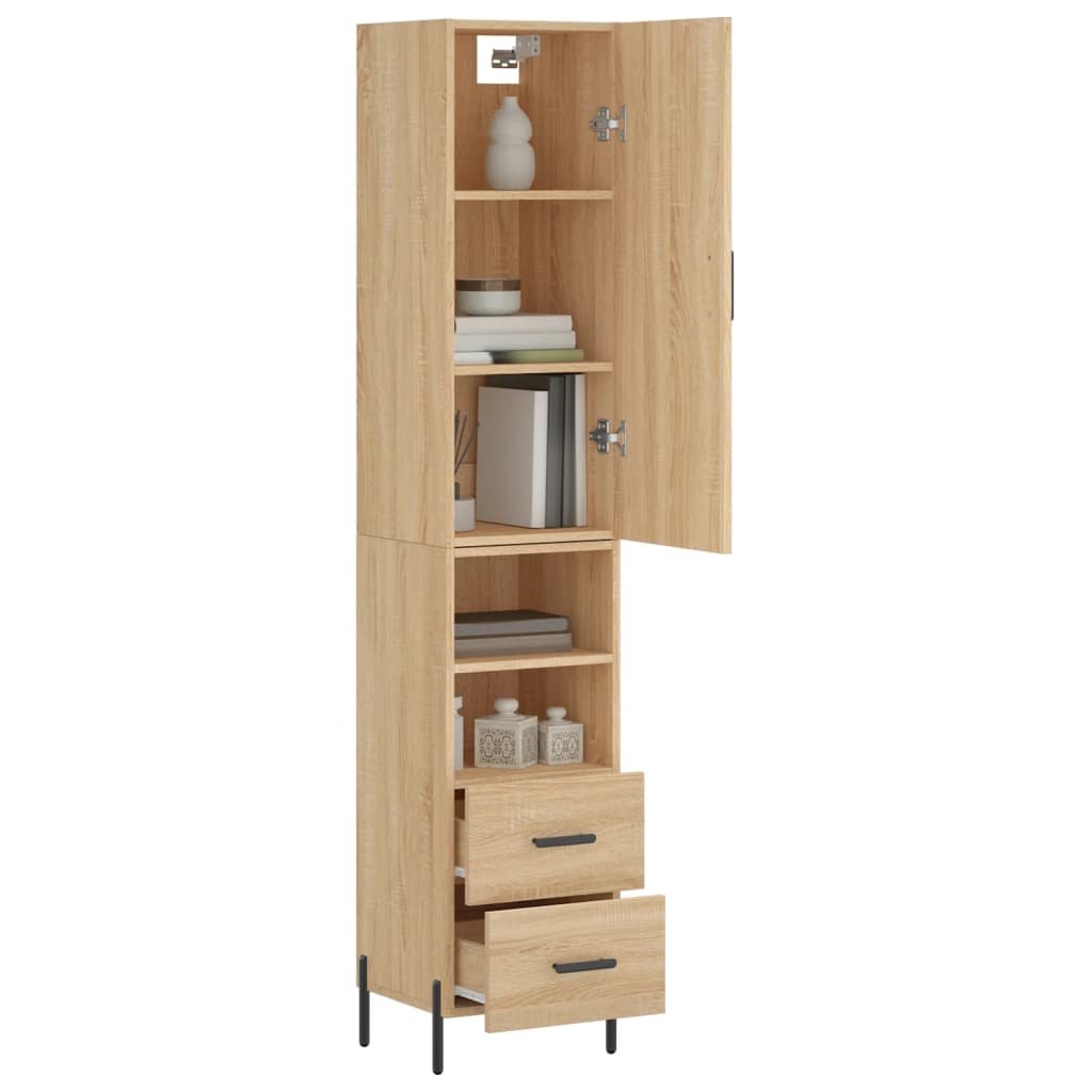 vidaXL Highboard Sonoma Oak 34.5x34x180 cm Engineered Wood