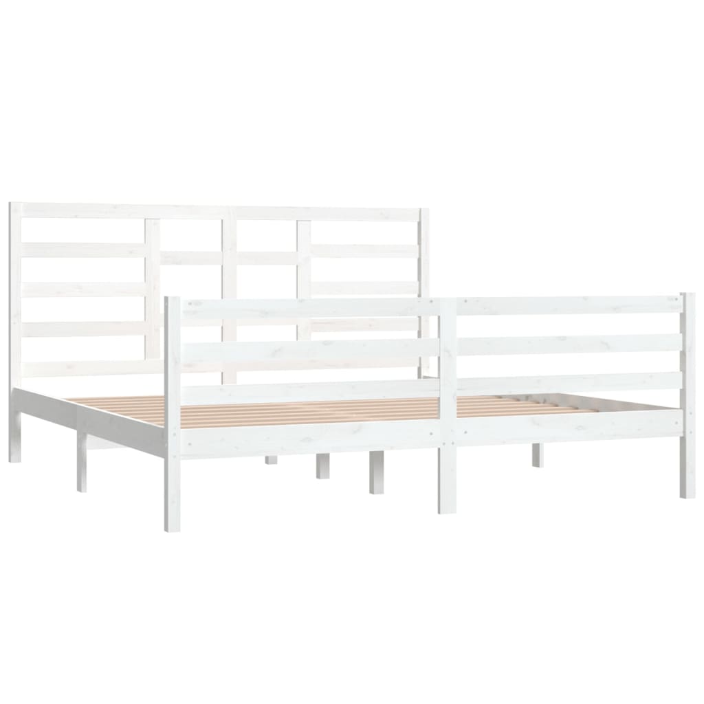 vidaXL Bed Frame without Mattress White Solid Wood 180x200 cm Super King