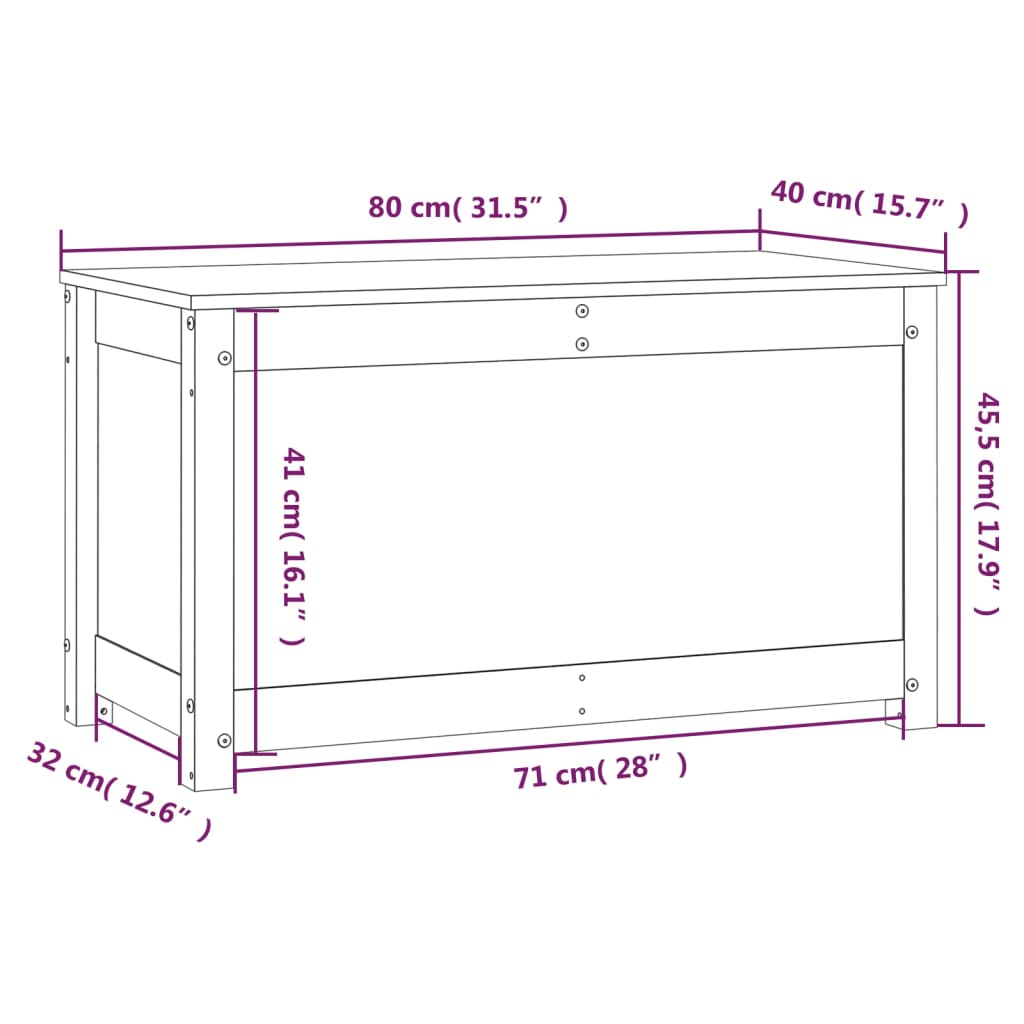 vidaXL Storage Box Honey Brown 80x40x45.5 cm Solid Wood Pine