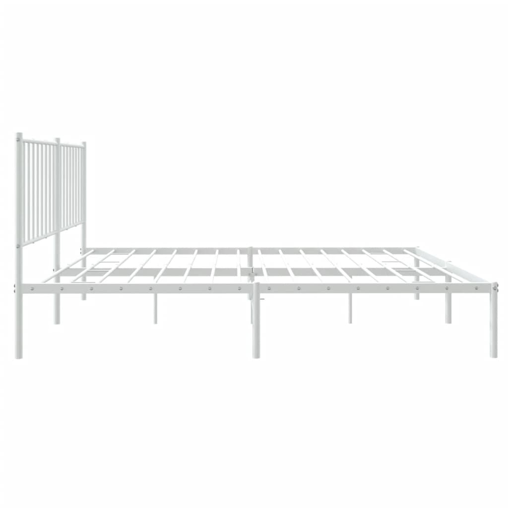 vidaXL Metal Bed Frame without Mattress with Headboard White 135x190 cm Double